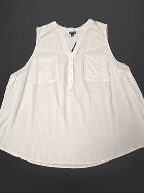 Torrid Cream Harper Washable Gauze Sleeveless Pullover Blouse (5X)
